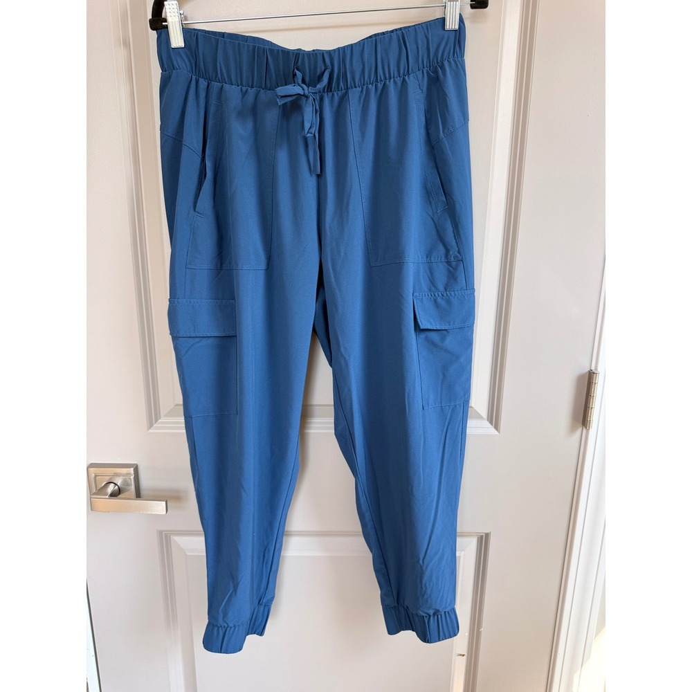 All in Motion Womens Blue Stretch Cargo Jogger Pants Size M High Rise Drawstring